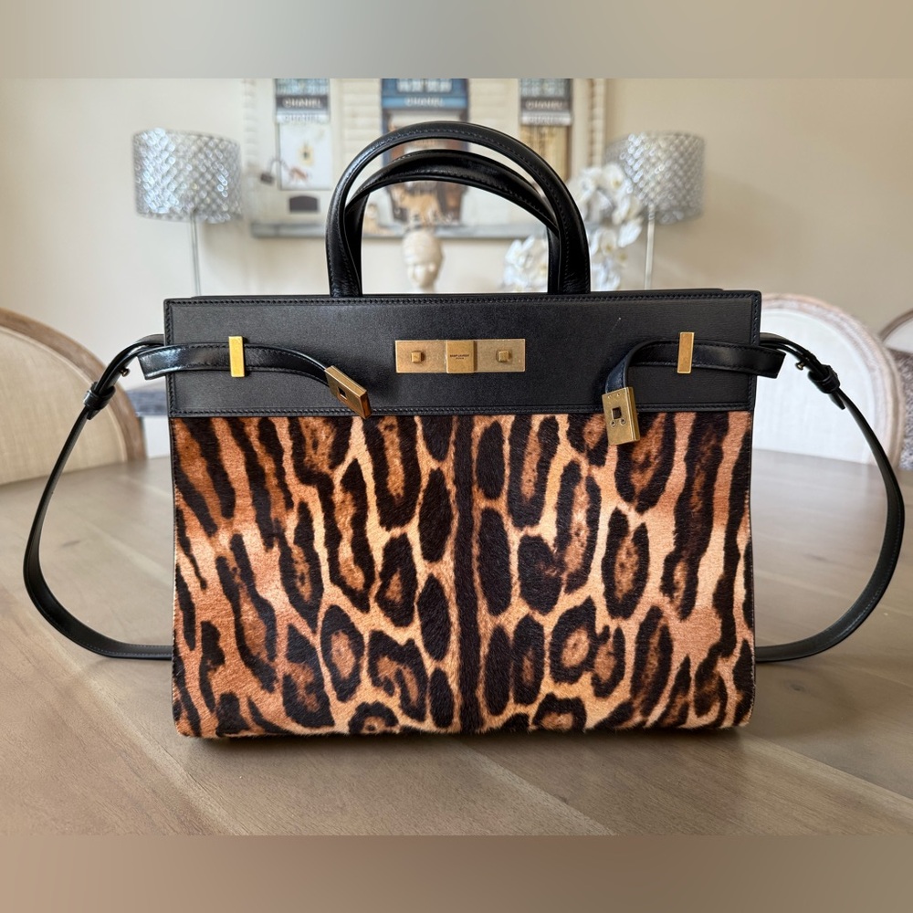 Yves Saint Laurent (YSL) Leopard Fur-Textured and Leather Bag
